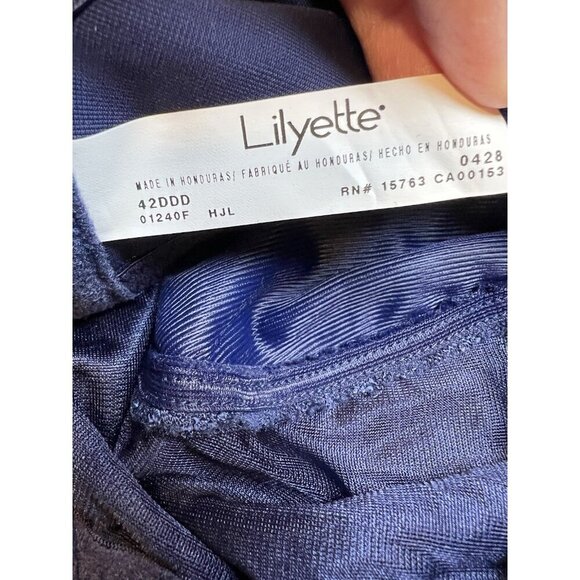 Lilyette By Bali 42DDD Blue Underwire Bra Lily Fit Open Neck Line LY0428 - Picture 5 of 6